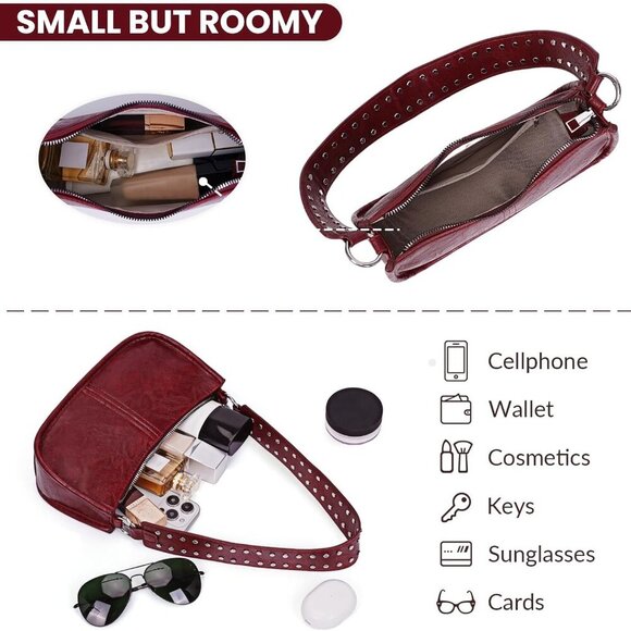 Women Shoulder Bag Faux Leather Small Crossbody Purse Retro Y2K Fashion - Picture 5 of 6